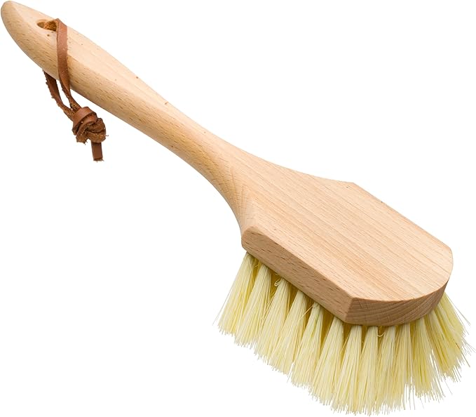 Redecker Tampico Fiber Garden Cushion Brush with Oiled Beechwood Handle, Outdoor Upholstery and Furniture Brush, Made in Germany