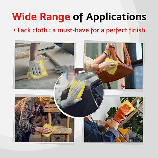 S&F STEAD & FAST Tack Cloth, 12-Pc, Heavy Duty High Density 28×24 Mesh, Tack Cloths for Removing Dust from Woodworking, Tighter Weave Large Tac Cloths 18" x 36", Wax and Silicone Free Tac Rags