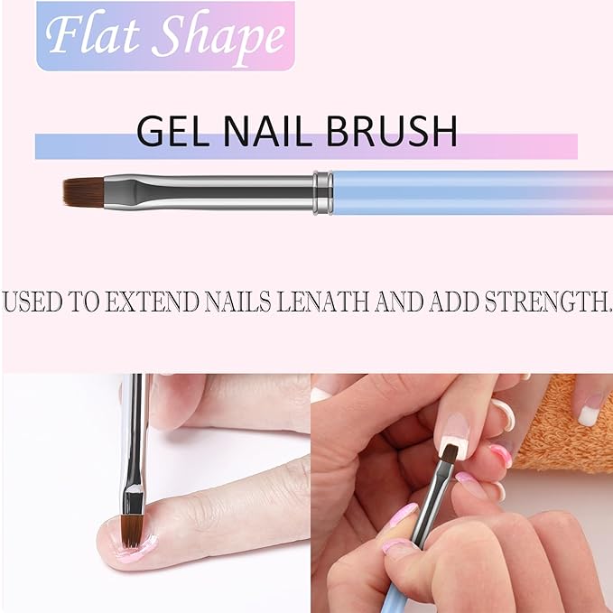 JASSINS Nail Art Clean Up Brushes, 3 Pcs Flat/Oval/Fine Angled Gel Nail Brushes,For Nail Art Design Painting DIY and Cleaning Polish Mistake on the Cuticles (Color)