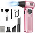 Air Duster, Compressed Air Duster Pink, Rechargeable Cordless with Adjustable Speed, LED Light & 8000mAh Battery, 150000 RPM for Keyboard, PC & Car Cleaning
