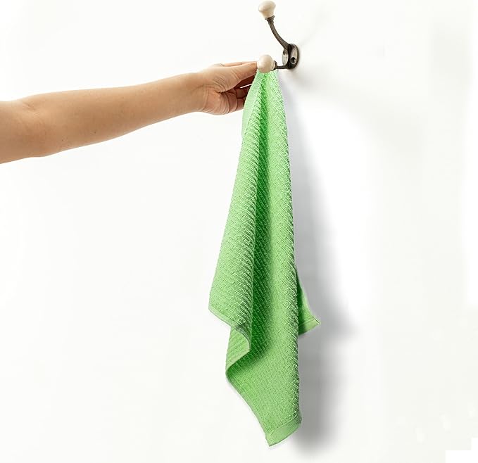 Textila Bar Mop Towels 16x19 Inch – Green - Turquoise – Pack of 12, Cotton Dish Cloths & Cleaning Towels for Kitchen, Bar, Restaurant, Household Use – Absorbent, Durable, Reusable
