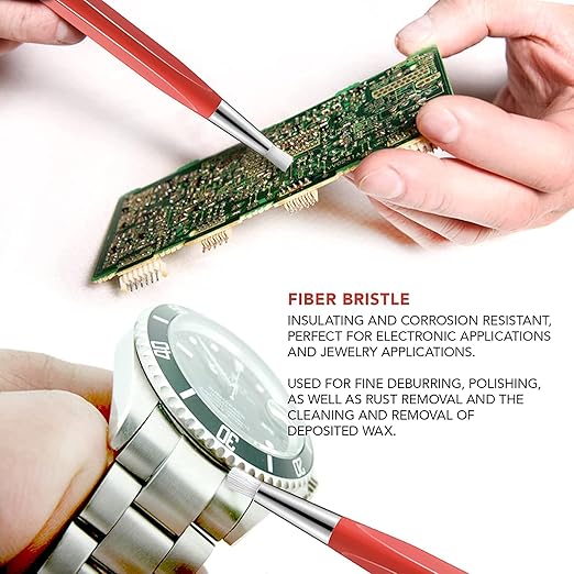 Fiberglass Pen Scratch Brush Set - Jewelry Cleaning Brush with Steel, Brass, Nylon, Fiberglass Tips for Corrosion Remover and Rust, Jewelry, Electrical Circuit Boards and Auto Body Work
