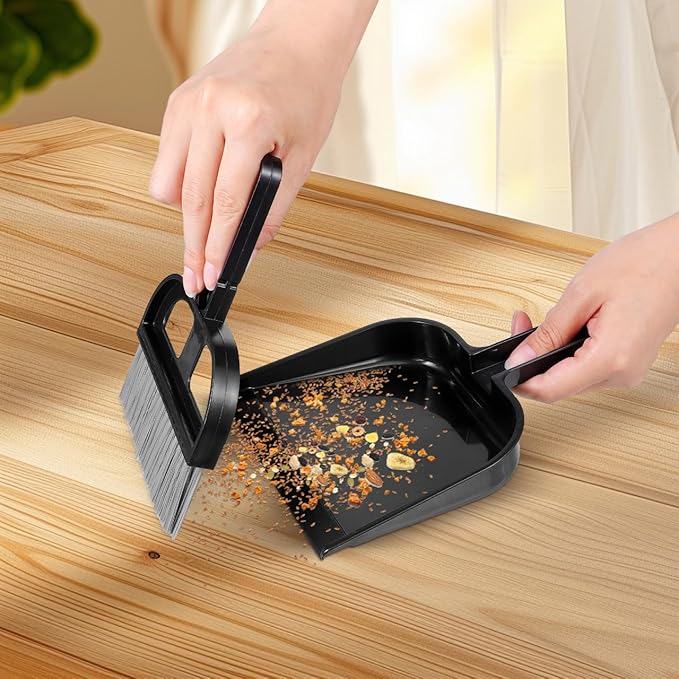 Keyboard Cleaning Brush and Mini Dustpan Set Compact 2-Piece Desktop Cleaning Tool for Laptops Keyboards Drawers and Small Spaces Black 8.46 X 6.29 Inches