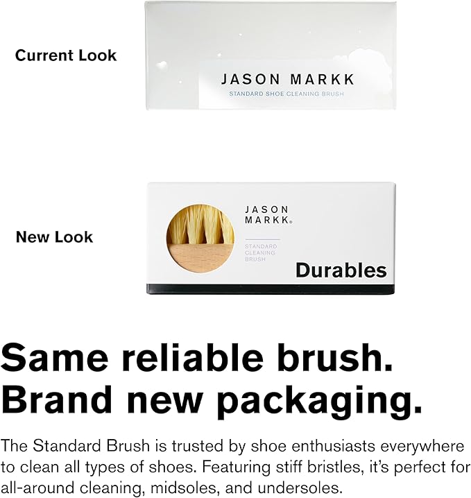 Jason Markk Standard Cleaning Brush - Handcrafted Wood Handle - Synthetic Bristles - Tough on Stubborn Stains & Dirt on Midsoles - Great for All-Around Shoe Cleaning - Works on Most Materials