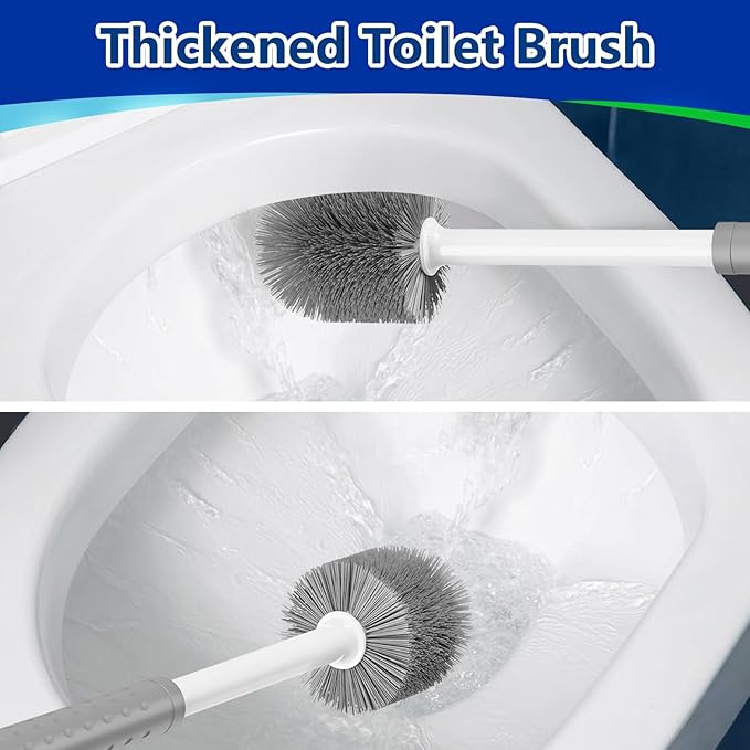 Toilet Brush and Plunger Set: 2-in-1 Heavy Duty Toilet Plunger and Bowl Brush Combo with Holder for Bathroom Cleaning - White