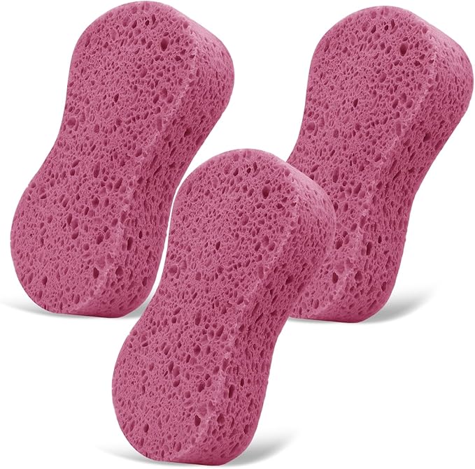 3PCS Car Wash Sponge, Heavy Duty Car Sponges for Washing, Car Accessories Large Sponges for Cleaning, Automotive Cleaning Supplies, Eco Friendly Sponge (7.68 x 3.74 x 1.38 Inch), Pink