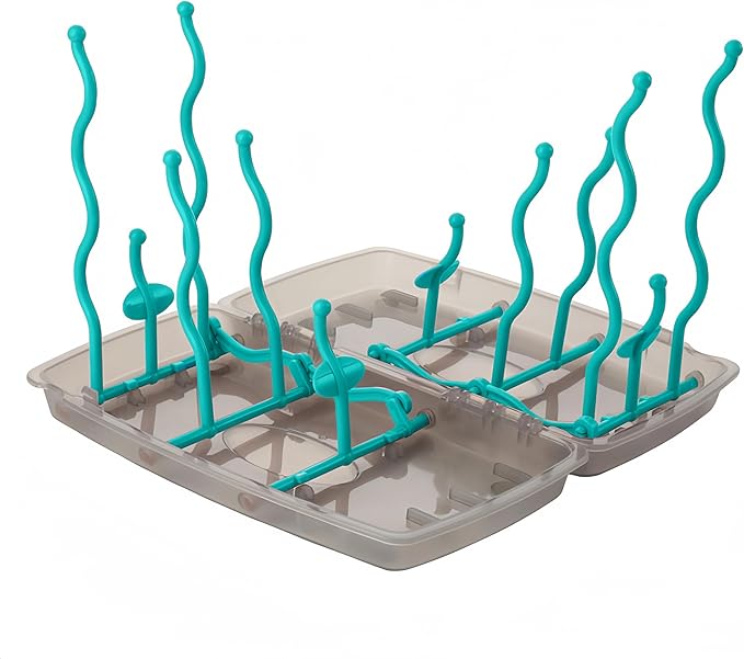 Collapsible Baby Bottle Drying Rack, Bottle Dryer Holder for Bottles, Teats, Cups, Pump Parts and Accessories (Blue)