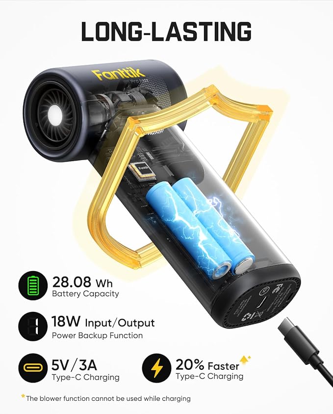 Fanttik Gust B11 Pro Max Electric Air Duster, 150000RPM Brushless Motor, Compressed Air Duster, 100 Gears Adjustable, One-tap Booster, 28.08Wh Rechargeable Battery, Electric Duster for PC, Car, House