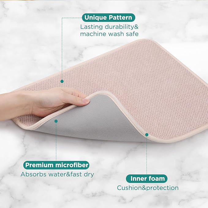 Microfiber Dish Drying Mat Happy New Year, Super Absorbent Kitchen Dish Drying Pad for New Year Gift, Reversible for Countertop, 17.8 * 23.6 inch Beige