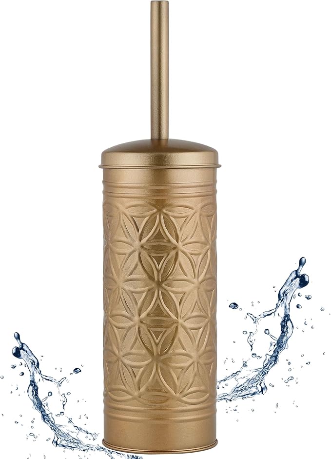 Autumn Alley Antique Gold Toilet Brush and Holder Set, Standing Toilet Brush for Modern Bathroom Decor, Soft Gold Bathroom Accessory Sets