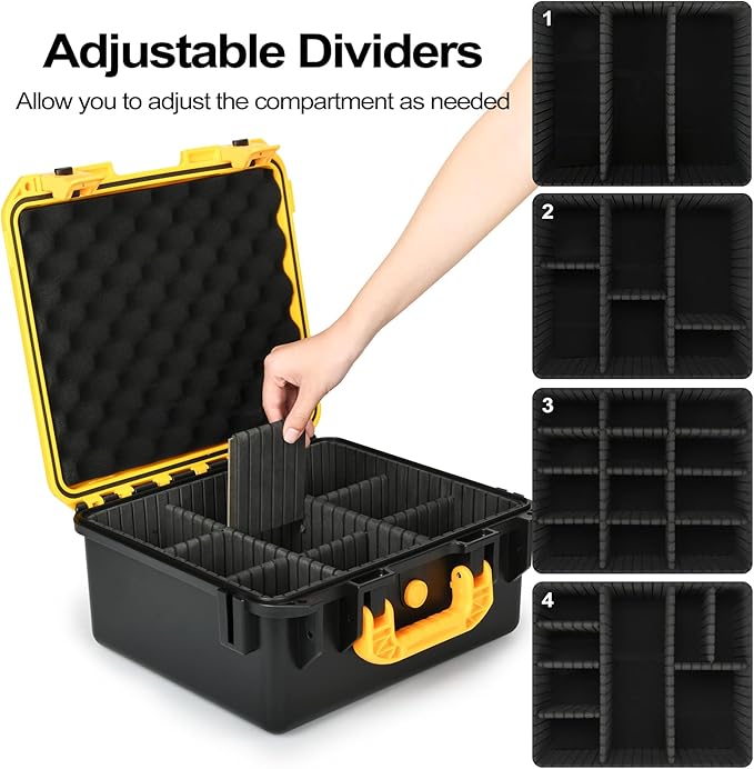 Storage Case for Dewalt Battery - Waterproof Hard Shell Tool Bag with 9 Adjustable Dividers for 8v/12v/18v/20v Max XR Battery & Chargers, Organizer Box for Dewalt/Milwaukee Battery (Case Only)