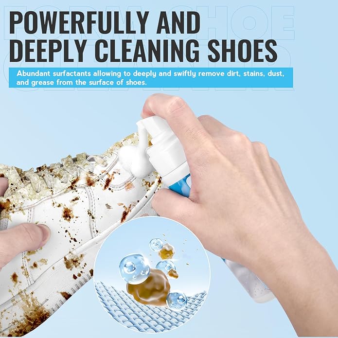 LANBEIDE Shoe Cleaning Kit - 6.76 Oz Sneaker Cleaner with Brush and Towel, White Shoe Cleaner Foam