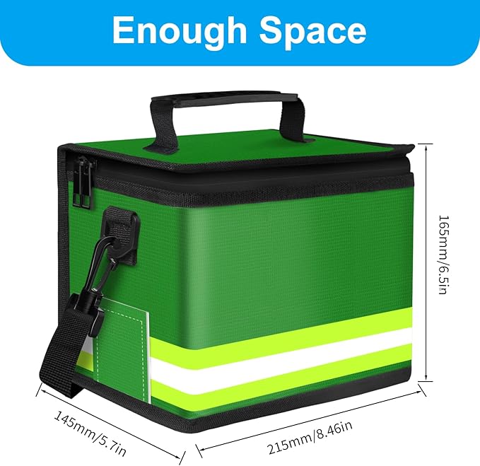 2025 Upgraded Lipo Battery Fireproof Explosionproof Safe Bag,4 Layers of Heat Insulated Materials with Waterproof Zipper/Reflective Strip,Comfortable Handle/Portable Shoulder Strap(8.5x5.7x6.5inch)