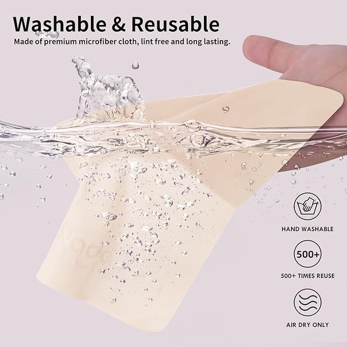 Nadadora Individually Wrapped Premium Microfiber Glasses Cleaning Cloths,20 Pack,Extra Thick,Soft and Dense for Eyeglasses,Sunglasses,Camera,Jewelry,Phone,Lense,Screen,LCD,Reusable and Washable,6"X7"