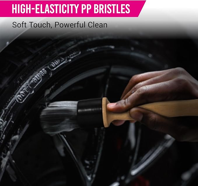 H.O.W 4pcs Car Wheel Rim Tire Brushes for Cleaning Tires, Detailing & Tire Scrub Brush Kit