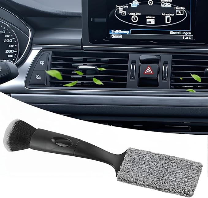 Car Double Head Brush, Multifunctional Soft Vehicle Interior Detailing Tool with Towels, Portable Auto Dashboard Double Ended Dust Sweeping Brushes, Universal for Sedan Truck SUV