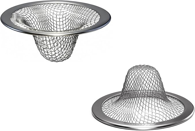 2.215" Top Diameter, 1.0" Basket Small Bathroom Sink Strainer, Little Drain Mesh, Utility, Slop, Laundry, RV and Lavatory Sink Drain Strainer Hair Catcher. Stainless Steel.