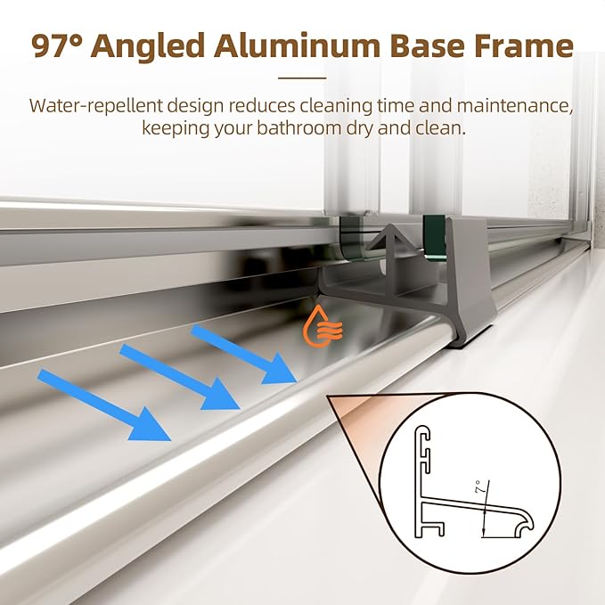 Shower Door,44-48" W x 70" H Semi-Frameless Double Sliding Shower Doors with 1/4'' (6mm) Clear SGCC Tempered Glass Shower Panel,Chrome Finish