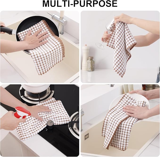 Kitinjoy Cotton 12 Pack Terry Kitchen Towels, 16 x 25 Inches Super Soft and Absorbent Dish Towels, Quick Drying Hand Towels for Kitchen Drying, Mix Color