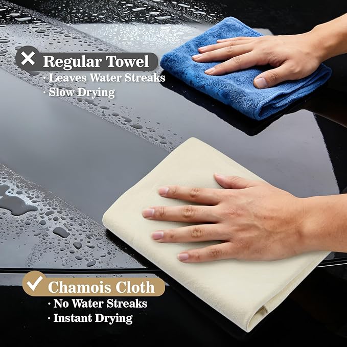 MAQIHAN Chamois Cloth for Car - Sheepskin Cleaning Cloth Car Drying Towel Real Sheepskin Leather Large Chamois Car Drying Rag Shammy Cloth for Car (5.7 sq ft)