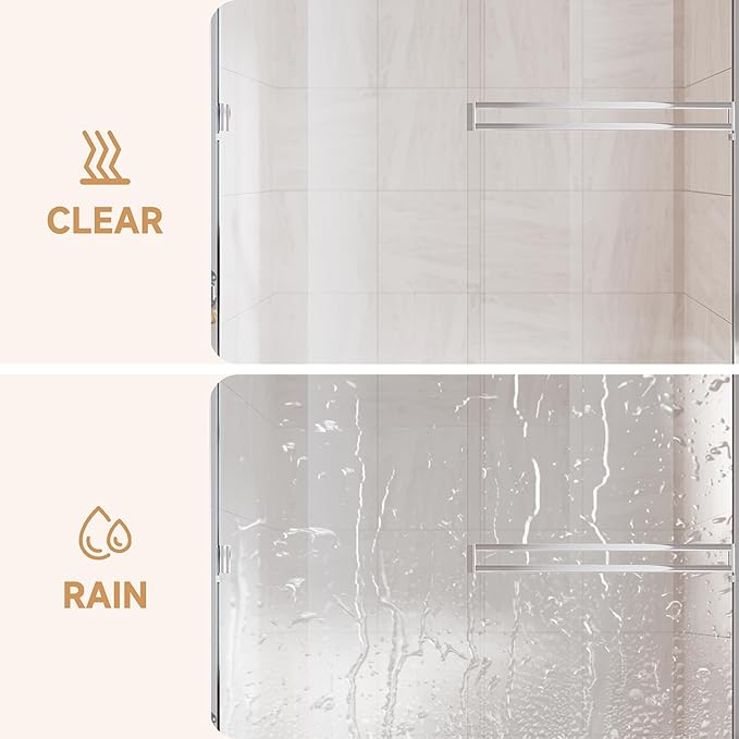 Shower Door 56-60 in. W x 72 in. H, UCALAFEE Semi-Frameless Double Sliding Shower Door with 1/4" (6mm) SGCC Clear Tempered Glass, Silent Soft-Close & Anti-Leak Walk-in Shower Door, Chrome Finish