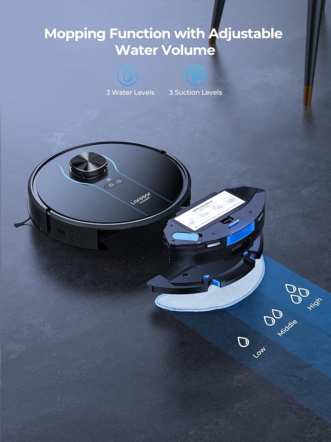 Robot Vacuum and Mop, 5000Pa Self-Emptying Robot Vacuum, Smart Lidar Navigation Robot Vacuum Cleaner with Home Mapping, 180 Min Max, Ultra-Slim, Ideal for Pet Hair, Hard Floor, Carpet (L6 Nex)