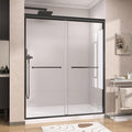 GETPRO Shower Door 56-60 in. W x 72 in. H Semi-Frameless Double Sliding Shower Doors, Bypass Glass Door for Walk-in Shower with 5/16 inch Tempered Glass Matte Black