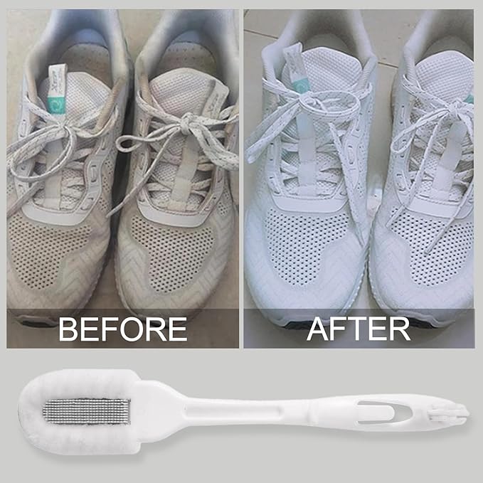 Professional Cleaning Shoe Brush, Multifunctional Ergonomics Handle Shoe Brush Cleaner, Soft Bristle Shoes Cleaning Scrubber (Both-end Brush)