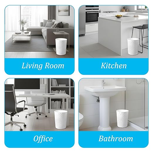 4Pcs Small Trash Can, Wastebasket Recycling Bin, Round Garbage Can, Plastic Waste Basket, Bathroom Garbage Bin with Trash Bags for Bathrooms, Laundry Room, Kitchens, Offices, Dorms