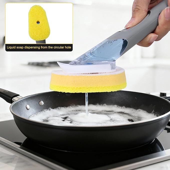 Sponge Refills for Scrub Daddy Dish Daddy - 10 Packs Dish Wand Refills, Scrub Brush Replacement Heads, Dish Brush Replacement Head for Kitchen Cleaning, Yellow (Only Sponge Heads)