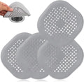 4 Pack Drain Hair Catcher Durable Silicone Hair Stopper Shower Drain Covers Easy to Install and Clean Suit for Bathroom Bathtub and Kitchen (Square Grey 4Pack)