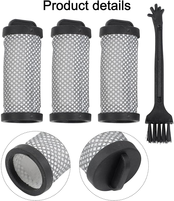 Washable HEPA Filter Replacement for JIGOO T600 Mattress Vacuum Cleaner, 99.97% Filtration Efficiency with Cleaning Brush, 4-Pack