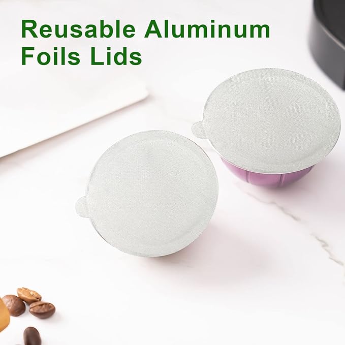 Clinuse Aluminum Foils Lids Seals for Nespresso Vertuo Pods, 100Pcs Reusable Nespresso Capsules Coffee Pods Cover Seals, Compatible with Nespresso Vertuoline Vertuo (61mm, White)
