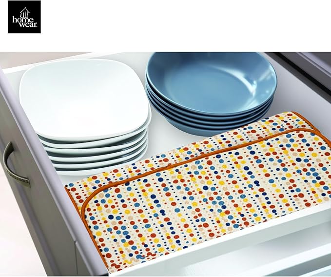 2 Pack Printed Dish Drying Mats for Kitchen, Super Absorbent Polyester, 15 x 20 inches, Countertop Sink, Machine Washable, Plaid & Polka Dot