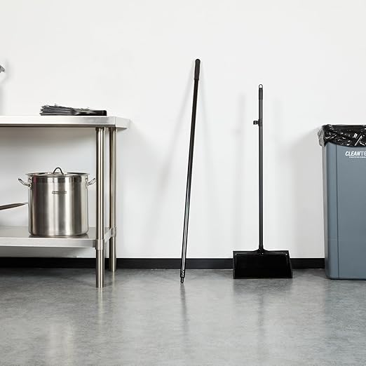 Restaurantware-BROOM HANDLE ONLY: Clean Tek Professional 48 Inch Threaded Broom Handle, 1 Angled Stick - Head Sold Separately, Ergonomic, Black Steel For Cleaning