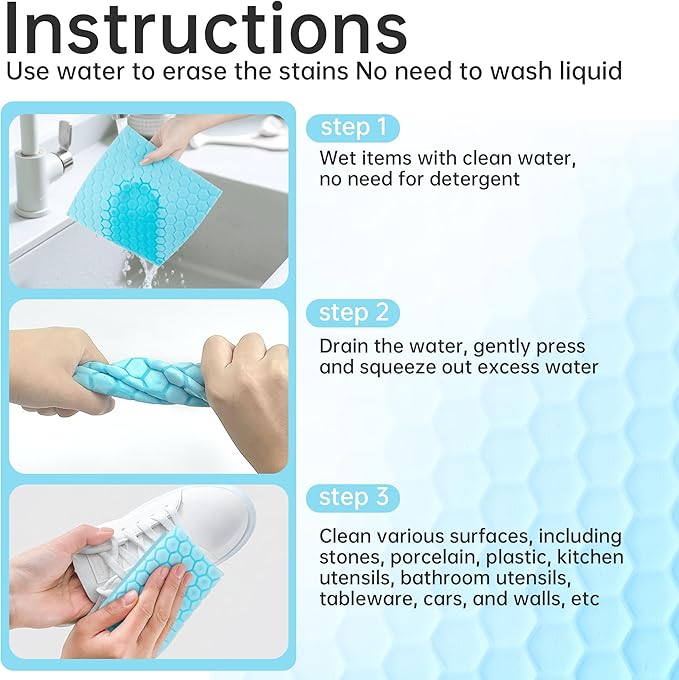 20 Pack Magic Sponge Eraser Sheets, Multi-Surface Cleaner, Disposable Portable Magic Cleaning Eraser Thin Wipes for Kitchenware Bathroom Shoe Sink Car Interiors Hard to Reach Places-Multicolor