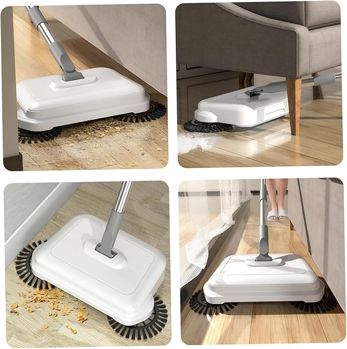 Carpet Sweeper Manual Floor Sweeper 2-in-1 360° Rotating Hand Push High Efficient Carpet with Long Handle Hanging Manual Vacuum for Home Office