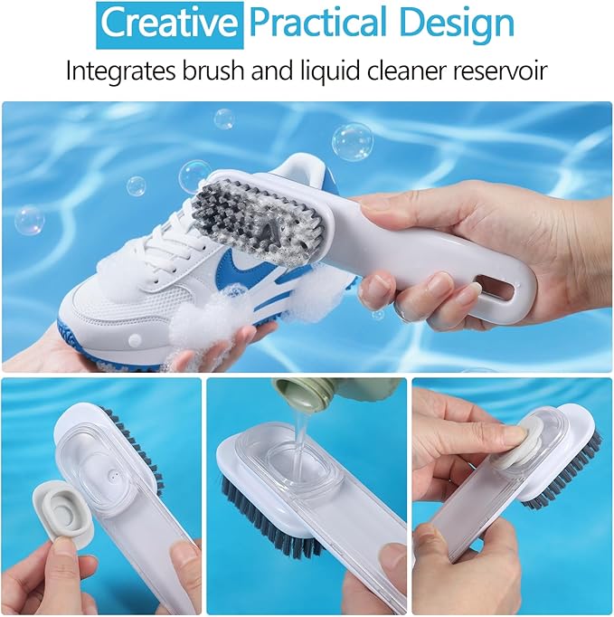 Shoe Brush, Liquid Dispenser Shoe Cleaning Brush, Laundry Brush for Stains on Clothes, Sneaker Cleaner Brush for Leather, Canvas, Knit, Multi-Purpose Cleaning Brush for Household & Outdoor