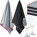 VitalCozy 6 Pcs Wine Glass Polishing Cloths Large Microfiber Cleaning Cloths 25 x 20 Inch Lintless Towels for Drying Wine Glasses Cleaning Window Stemware Dishes Glassware (Black, Gray)
