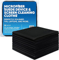 Premium Screen Cleaning Cloth by Microfiber Wholesale | Black | 10”x10” | 10pk | Soft Microfiber Suede | Mid-Size Reusable | No Lint Scratch-Free Durable | TVs Laptops Monitors
