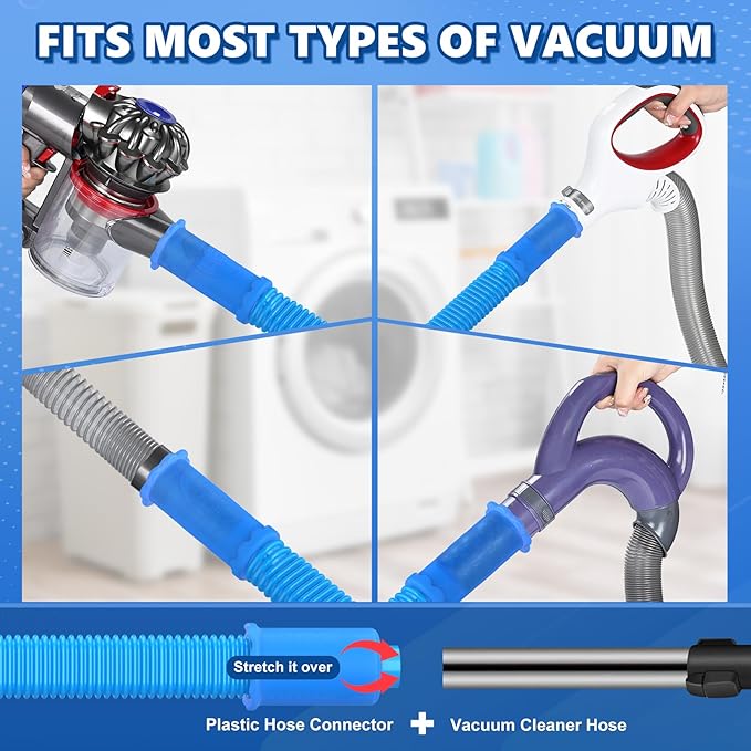 Sealegend 2 Pieces Upgraded Dryer Vent Cleaner Kit - Universal Vacuum Hose Attachment & Dryer Lint Brush, Compatible with Most Vacuum Cleaner, Quickly Lint Remover, Blue