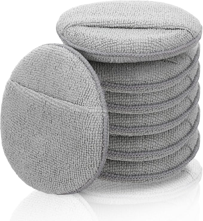 6Pcs Microfiber Applicator Pads for Cutting Board Oil, Reusable Wax Applicator Microfiber & Sponge Pads for Scratch-Free Cutting Board Maintenance & Versatile Home Polishing (5 Inch, Grey)