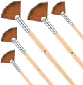 Fan Brush for Painting, 5 Pcs Artist Fan Paint Brushes Professional Anti-Shedding Nylon Hair Painting Brush with Long Wood Handle Drawing Supplies for Watercolor Oil Acrylic Painting
