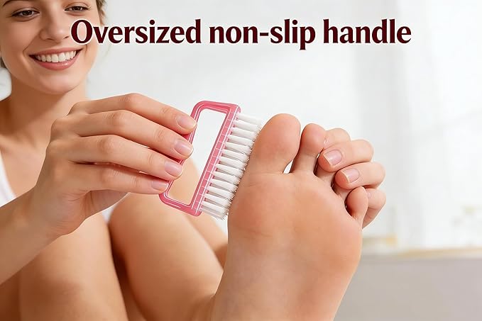 6-Pack Nail & Toe Scrub Brushes - Oversized Grip for Home & Travel, Assorted Colors for Personal Hygiene