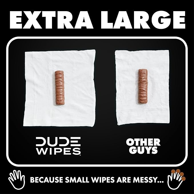 DUDE Wipes - Flushable Wipes for Adults - 3 Pack, 144 Count - Odor Destroyer XL - Deodorizing with Clean Scent - Up to 24 Hours of Odor-Destroying Technology