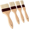 Boao Natural Bristle Pastry Brush Beech Wooden Handle Basting and BBQ Brushes for Cooking, Butter, Oil, Egg, Marinade, Grilling, Baking, Kitchen Food(1, 1.5, 2, 3 Inch)
