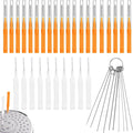 40pcs Shower Head Cleaner Tools, 2 Designs Shower Head Cleaning Brushes Multi-Size Showerhead Cleaner Picks Anti-Clogging Cleaning Brush for Bathroom Small Hole Gap Nozzles (Orange)