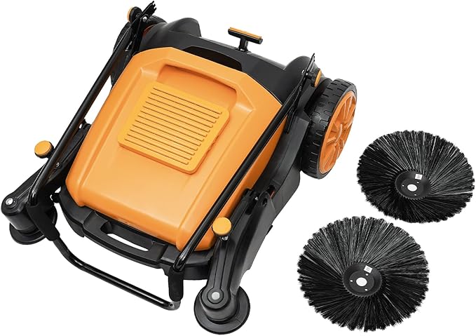 Outdoor Walk-Behind Hand Push Floor Sweeper Carpet Sweeper Manual Push Vacuum Non Electric Width Push Sweeper Adjustable Artificial Turf Vacuum for Walkway, Yard, Garage (41 Inch)