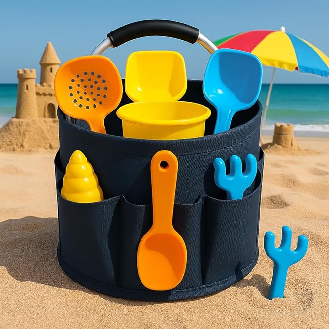 17L (5 Gal) Foldable Cleaning Caddy with Handle - Portable Supply & Tool Organizer | Organizador de Limpieza para Accesorios (Blue)