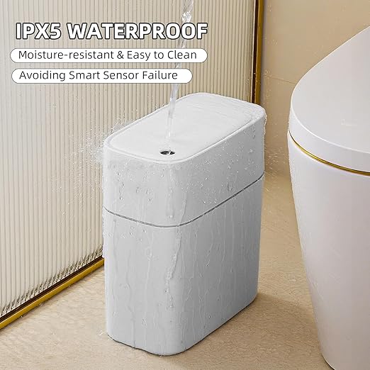 3.5 Gallon Slim Automatic Trash Can for Bathroom,Touchless Diaper Trash Can with Trash Bag Auto-adsorption Technology,Motion Sensor Diaper Garbage Bins for Bedroom Office Kitchen Toilet